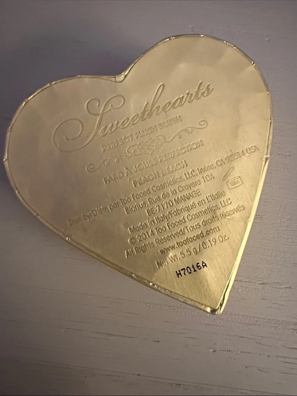 Too Faced Peach Heart Compact with Gold Details